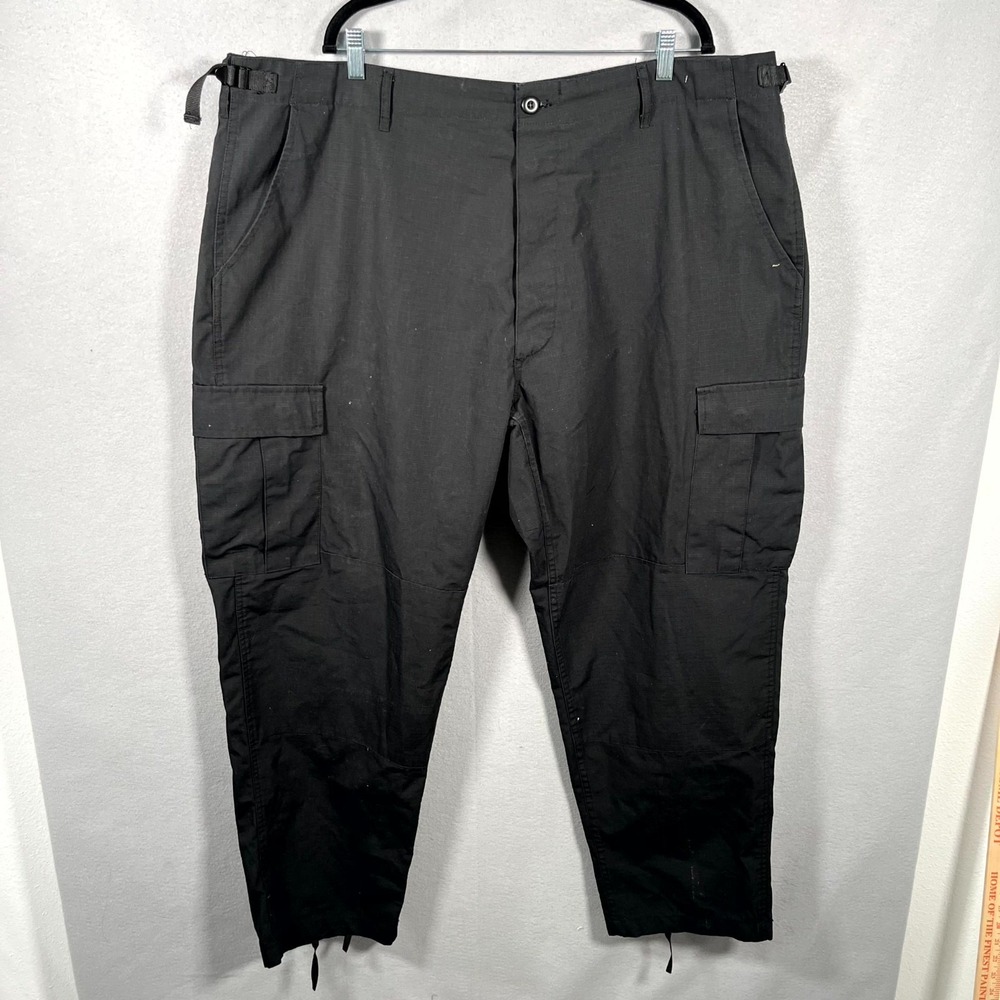 Tact Squad Utility Cargo Pants Mens 48 Black Ripstop Waterproof Adjustable Hem